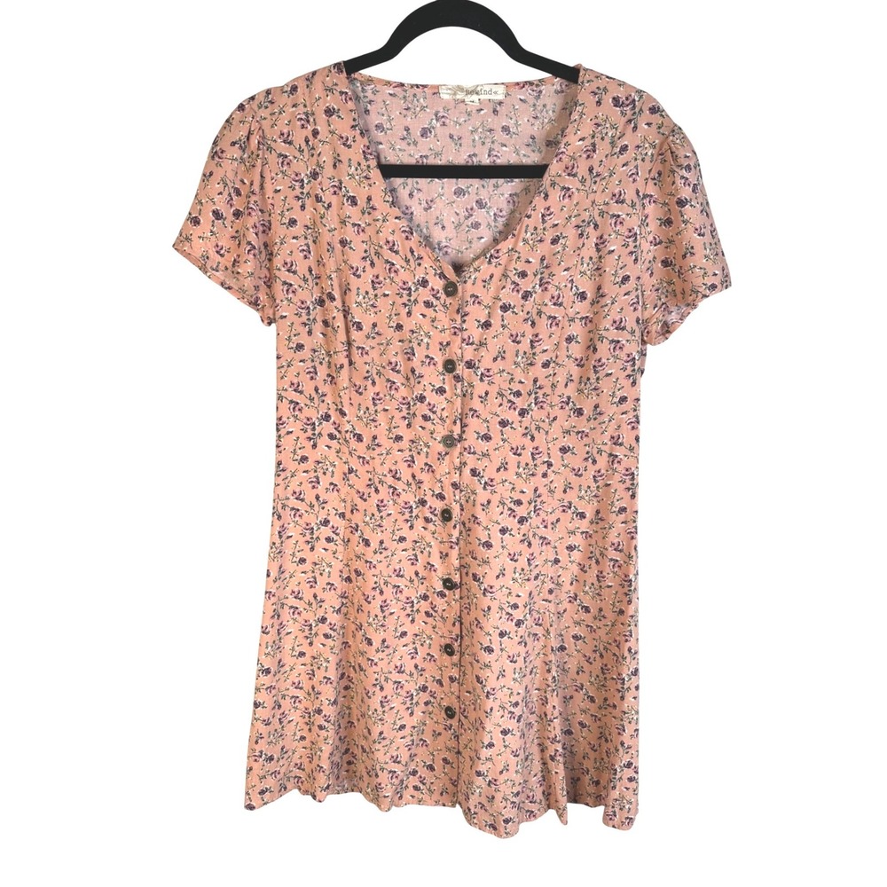 Rewind Floral Y2K 90's Pink Lace Up Corset Back Button Front Mini Dress Size M